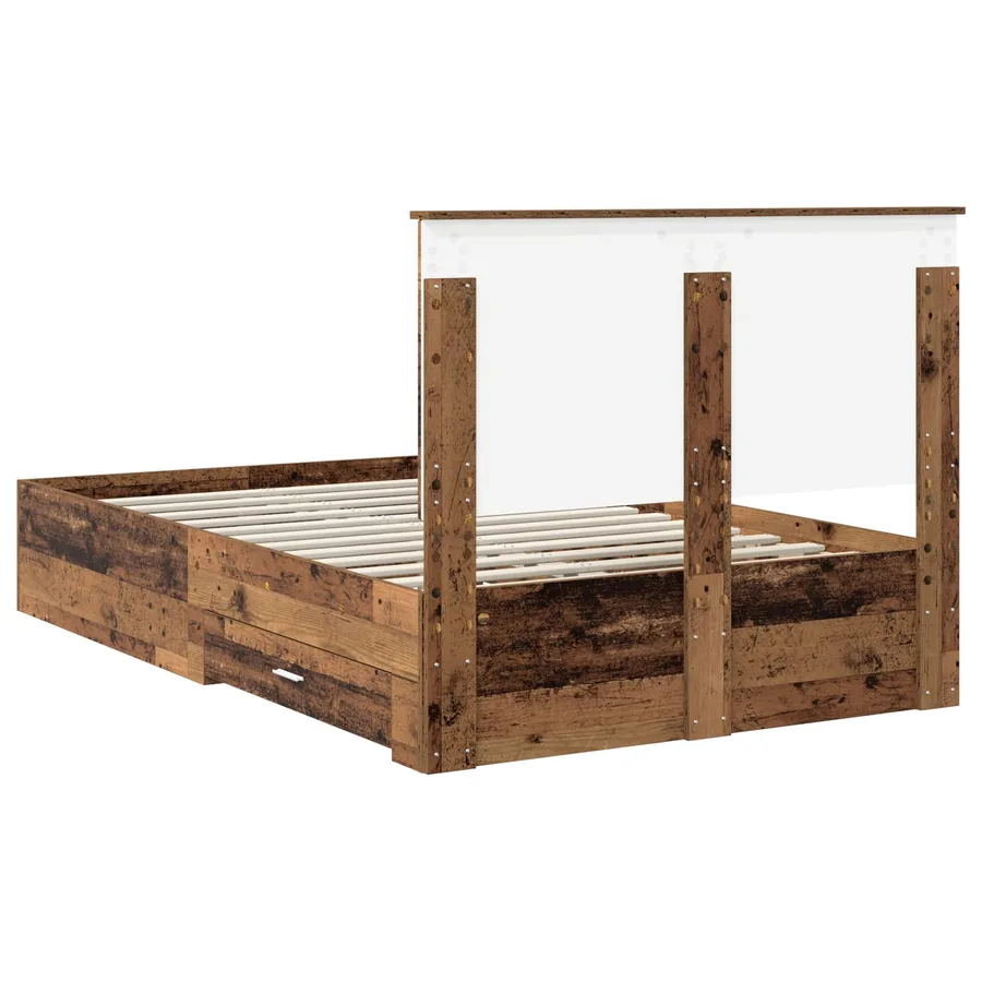 Cadre de lit Bois ancien 135 x 190 cm Bois d'ingénierie - 10