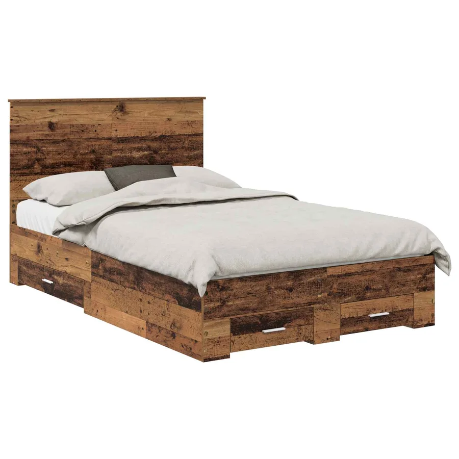 Cadre de lit Bois ancien 135 x 190 cm Bois d'ingénierie - 2