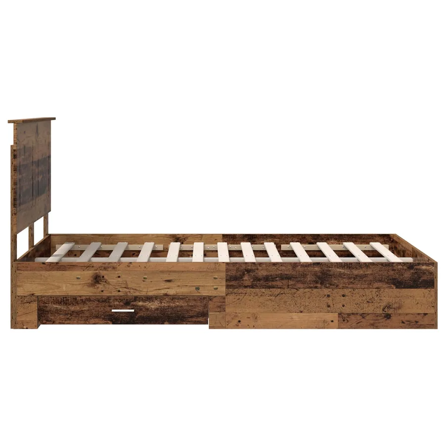 Cadre de lit Bois ancien 135 x 190 cm Bois d'ingénierie - 9