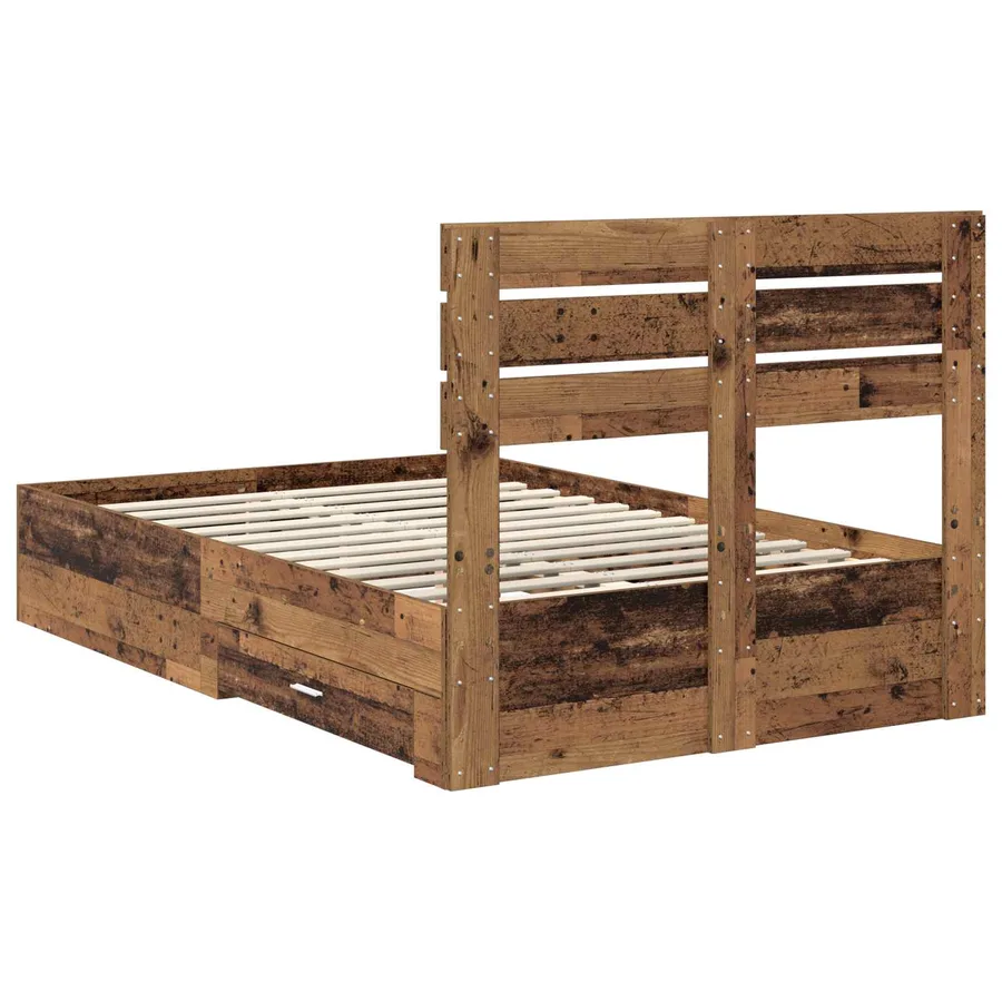 Cadre de lit Bois ancien 135 x 190 cm Bois d'ingénierie - 10