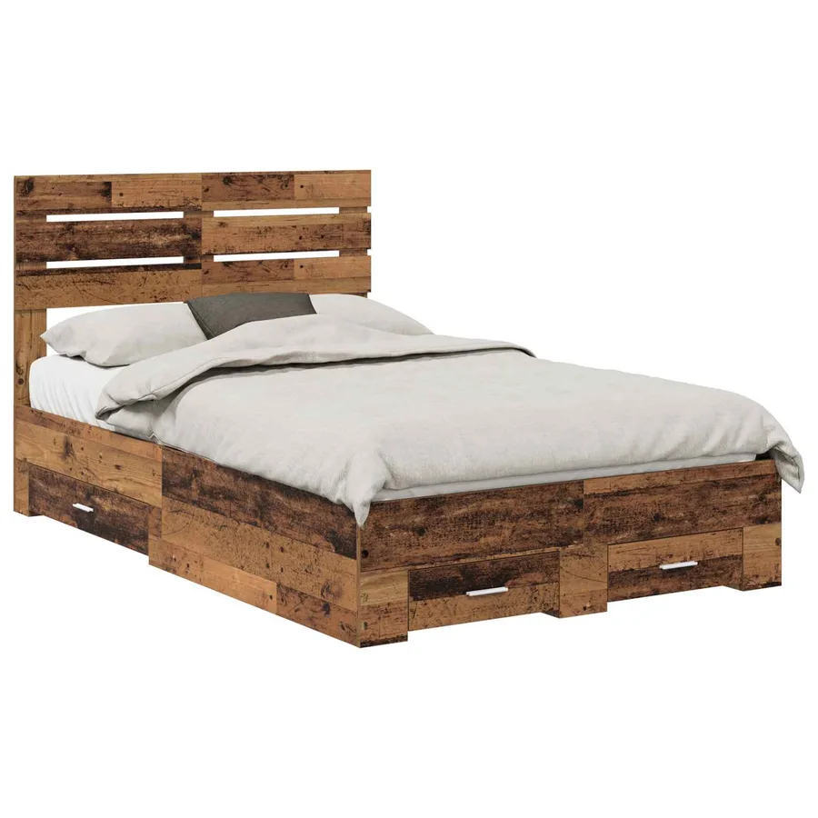 Cadre de lit Bois ancien 135 x 190 cm Bois d'ingénierie - 2