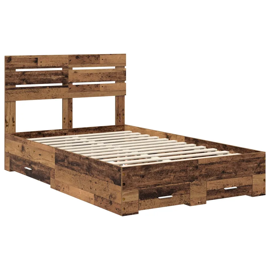 Cadre de lit Bois ancien 135 x 190 cm Bois d'ingénierie - 4