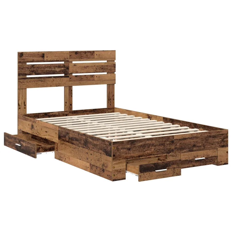 Cadre de lit Bois ancien 135 x 190 cm Bois d'ingénierie - 5