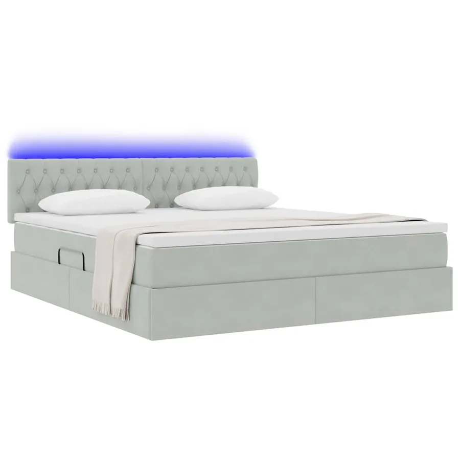 Lit de rangement LED avec matelas Gris clair 160 x 200 cm - 3