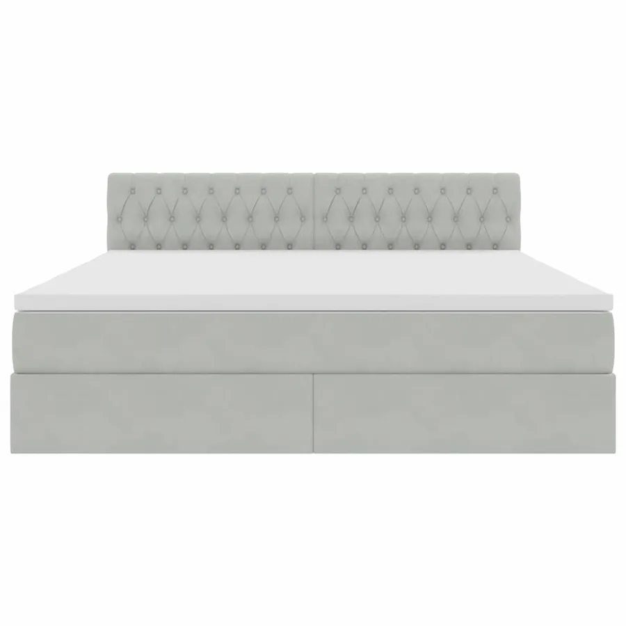 Lit de Rangement avec matelas Gris clair 160 x 200 cm Velours - 7