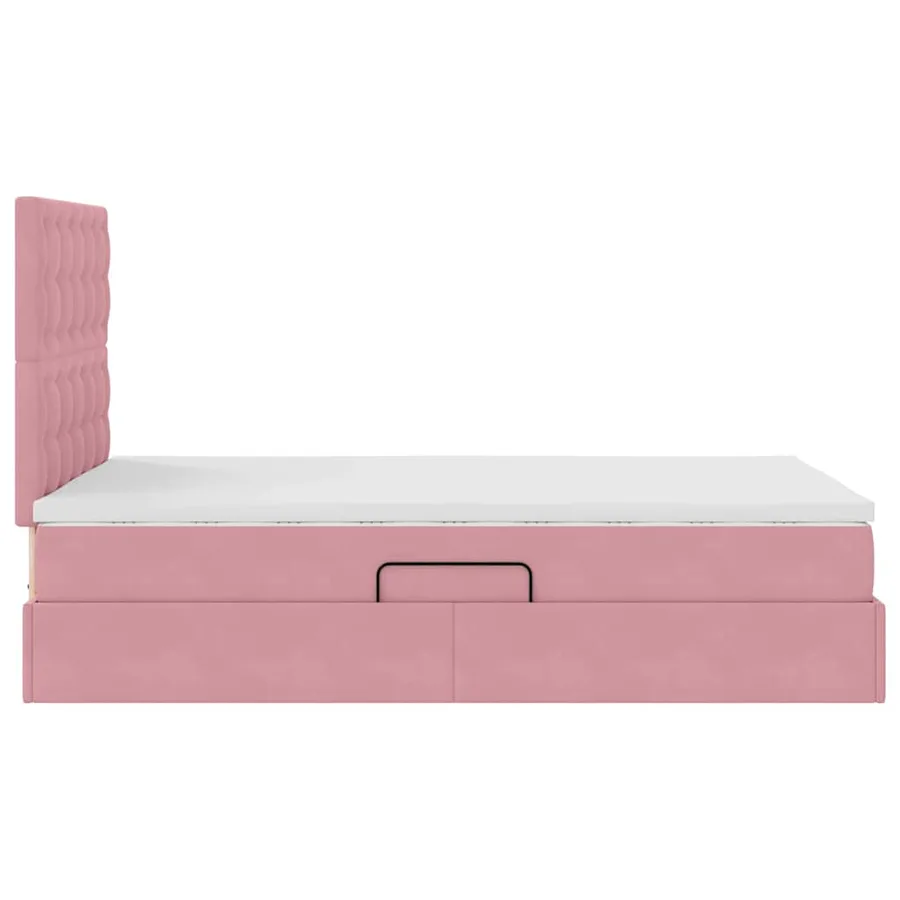 Lit avec rangement et matelas Rose 120 x 200 cm Velours - 8