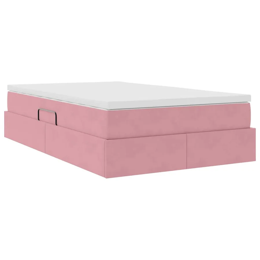 Lit avec rangement et matelas Rose 120 x 200 cm Velours - 8