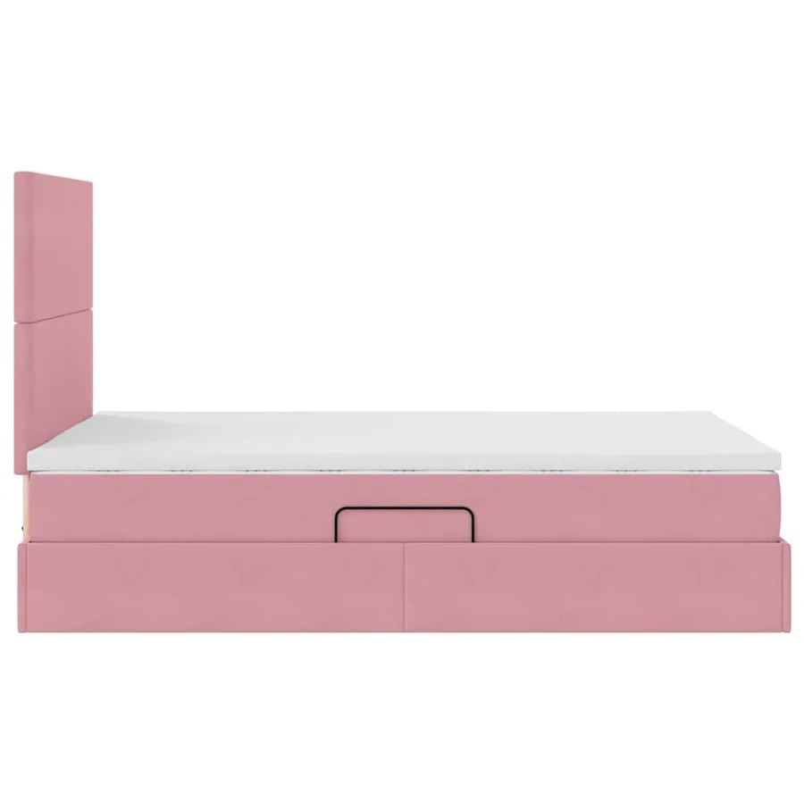 Lit avec rangement et matelas Rose 120 x 200 cm Velours - 10