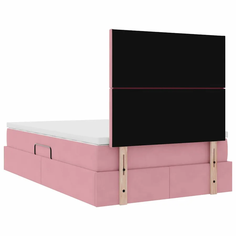 Lit avec rangement et matelas Rose 120 x 200 cm Velours - 11