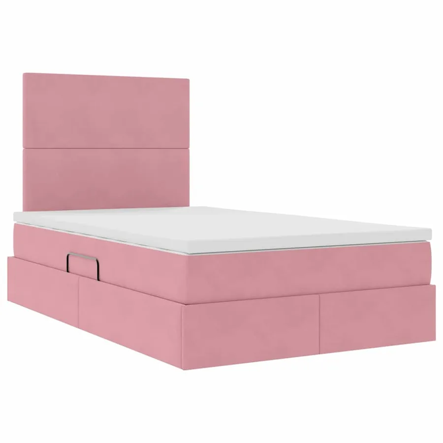 Lit avec rangement et matelas Rose 120 x 200 cm Velours - 5