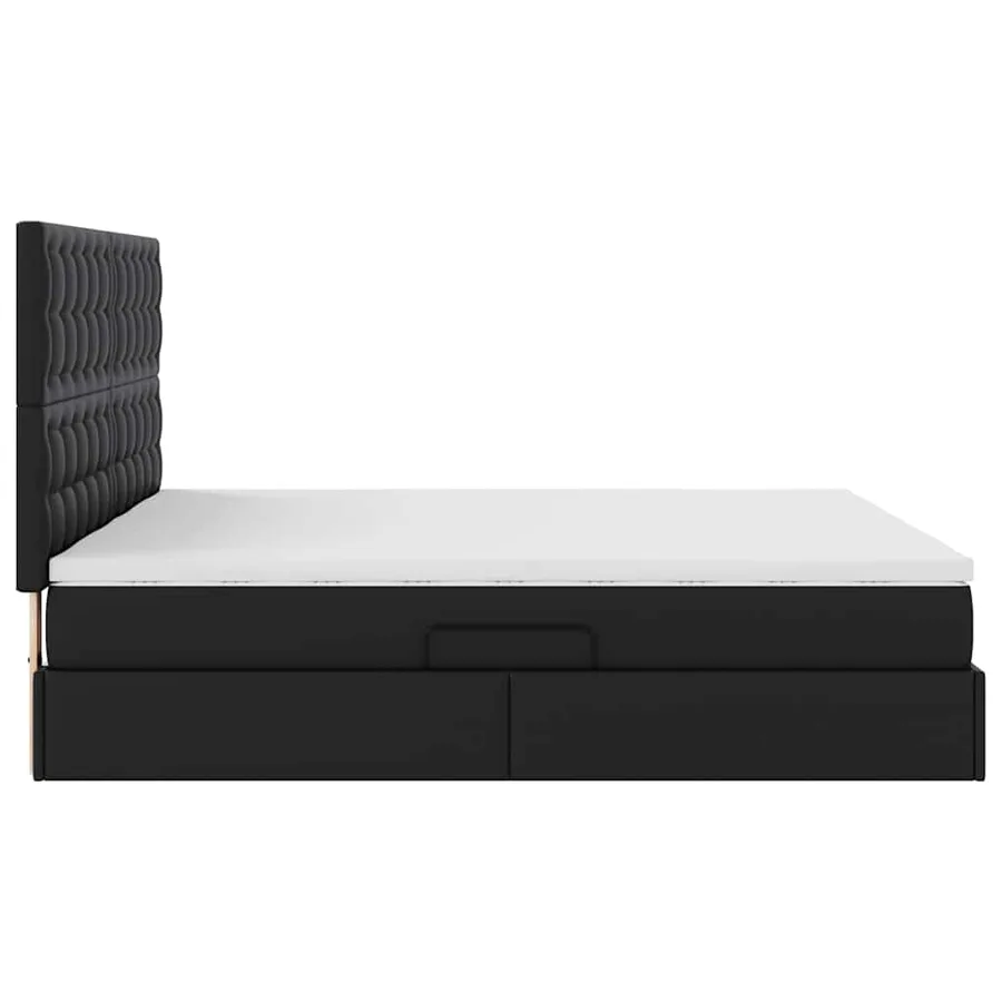 Lit avec rangement et LED Noir 200 x 200 cm Simili cuir - 12