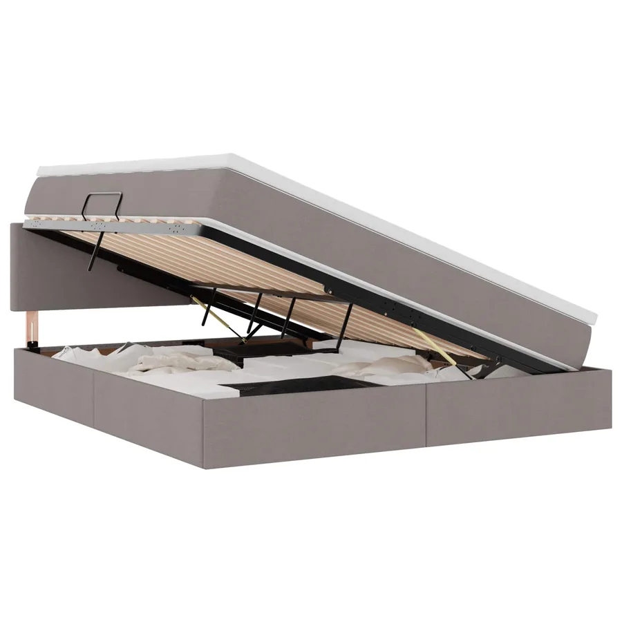 Lit de rangement LED avec matelas Taupe 160 x 200 cm Tissu - 2