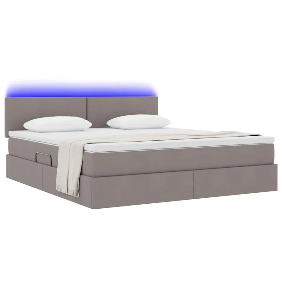 Lit de rangement LED avec matelas Taupe 160 x 200 cm Tissu - 3