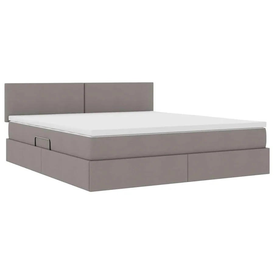Lit de rangement LED avec matelas Taupe 160 x 200 cm Tissu - 6