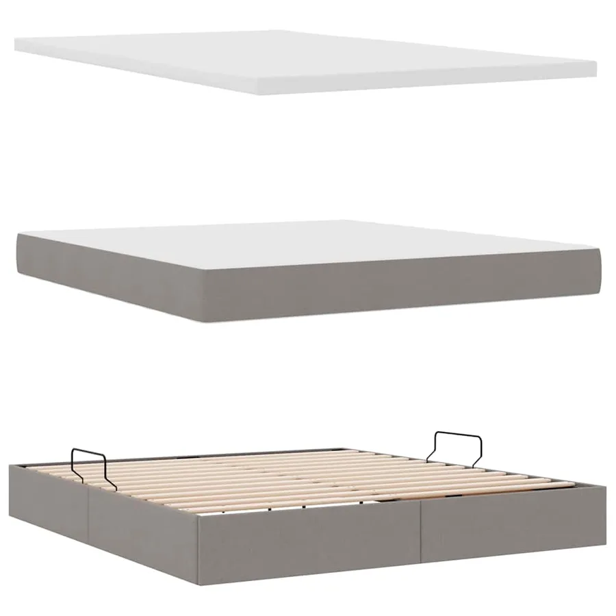 Lit de rangement LED avec matelas Taupe 160 x 200 cm Tissu - 9