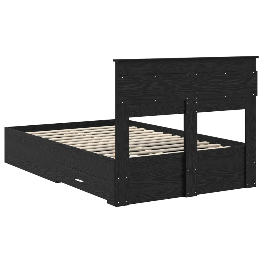Cadre de lit Chêne noir 135 x 190 cm Bois d'ingénierie - 10