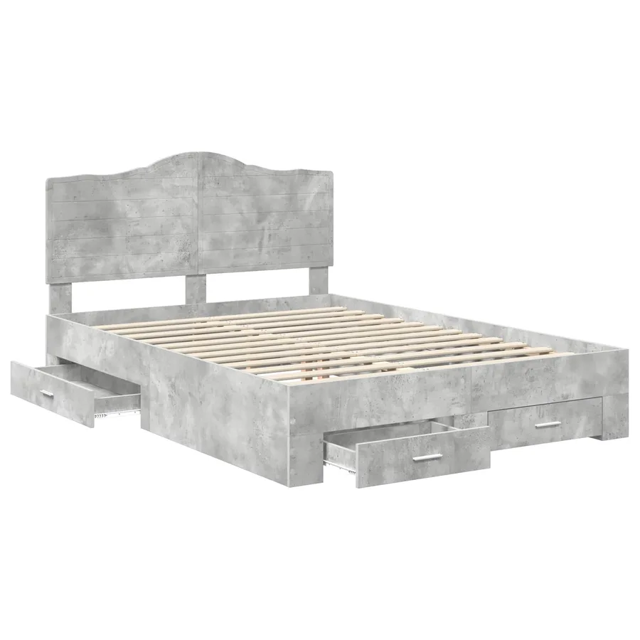 Cadre de lit Gris béton 140 x 190 cm Bois d'ingénierie - 5