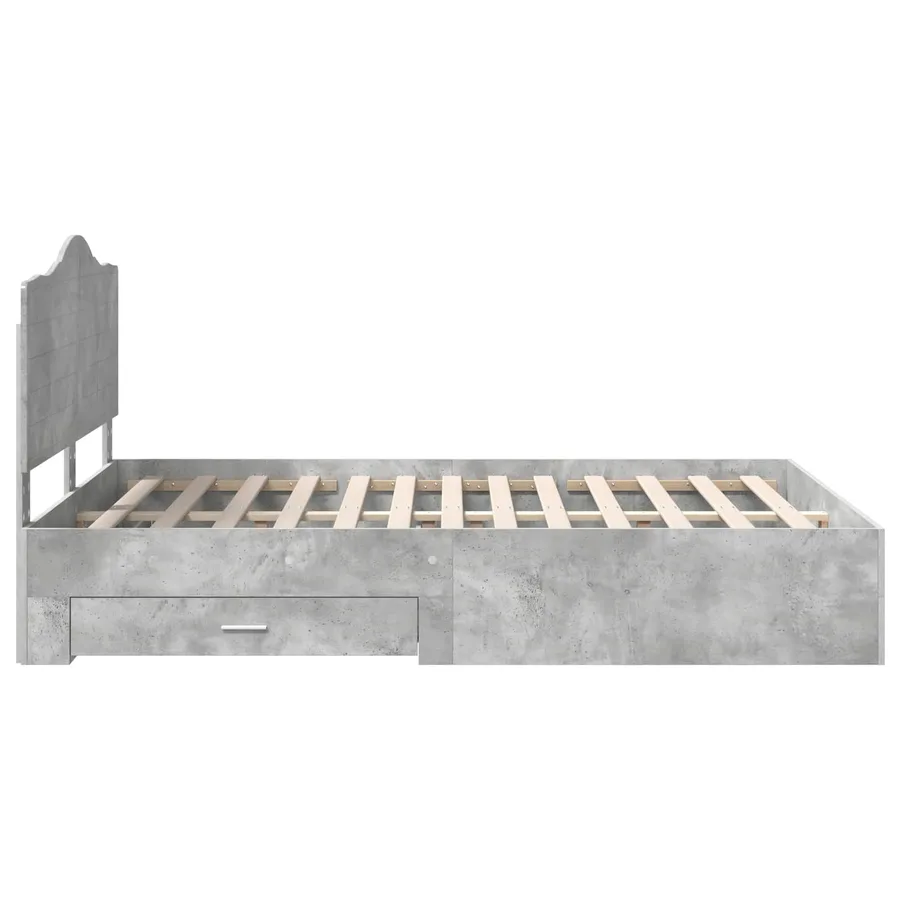 Cadre de lit Gris béton 140 x 190 cm Bois d'ingénierie - 9