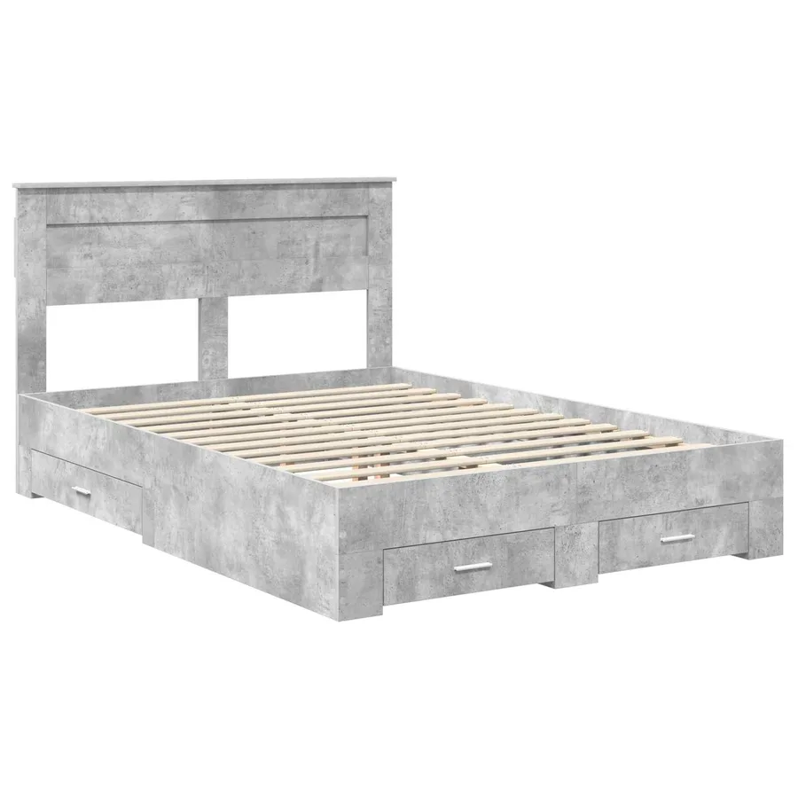 Cadre de lit Gris béton 140 x 190 cm Bois d'ingénierie - 4