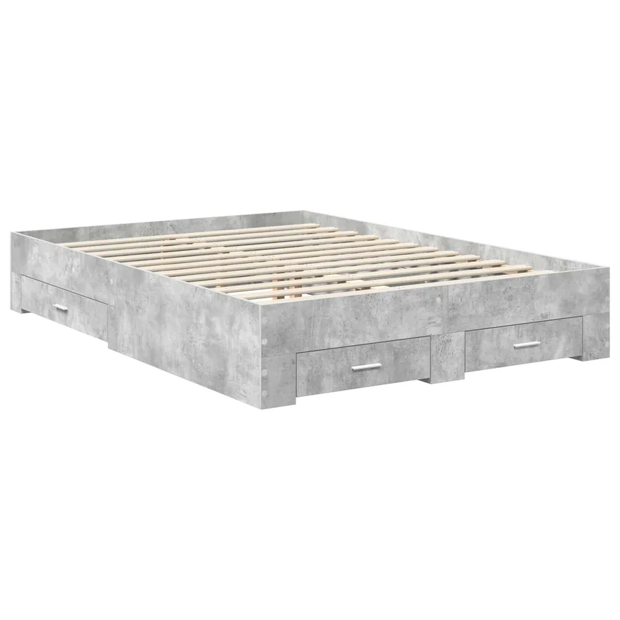 Cadre de lit Gris béton 140 x 190 cm Bois d'ingénierie - 6