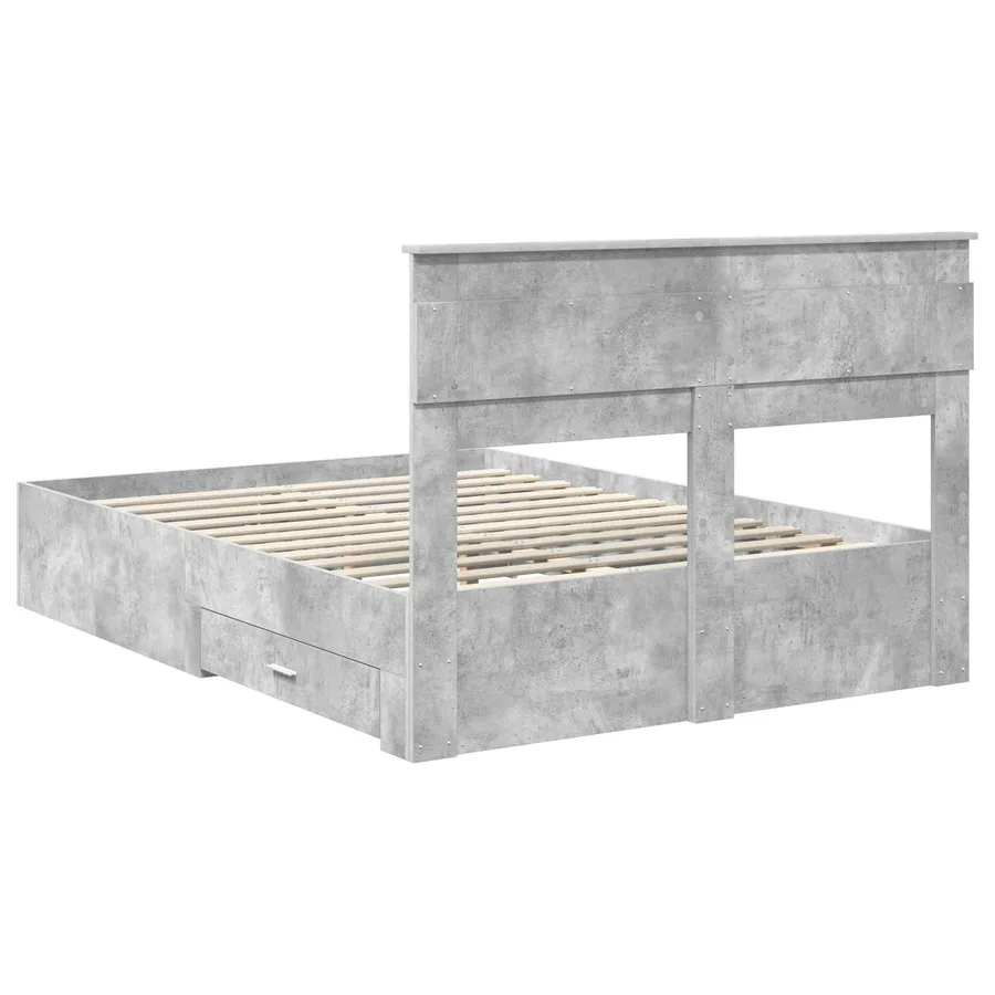 Cadre de lit Gris béton 140 x 190 cm Bois d'ingénierie - 8