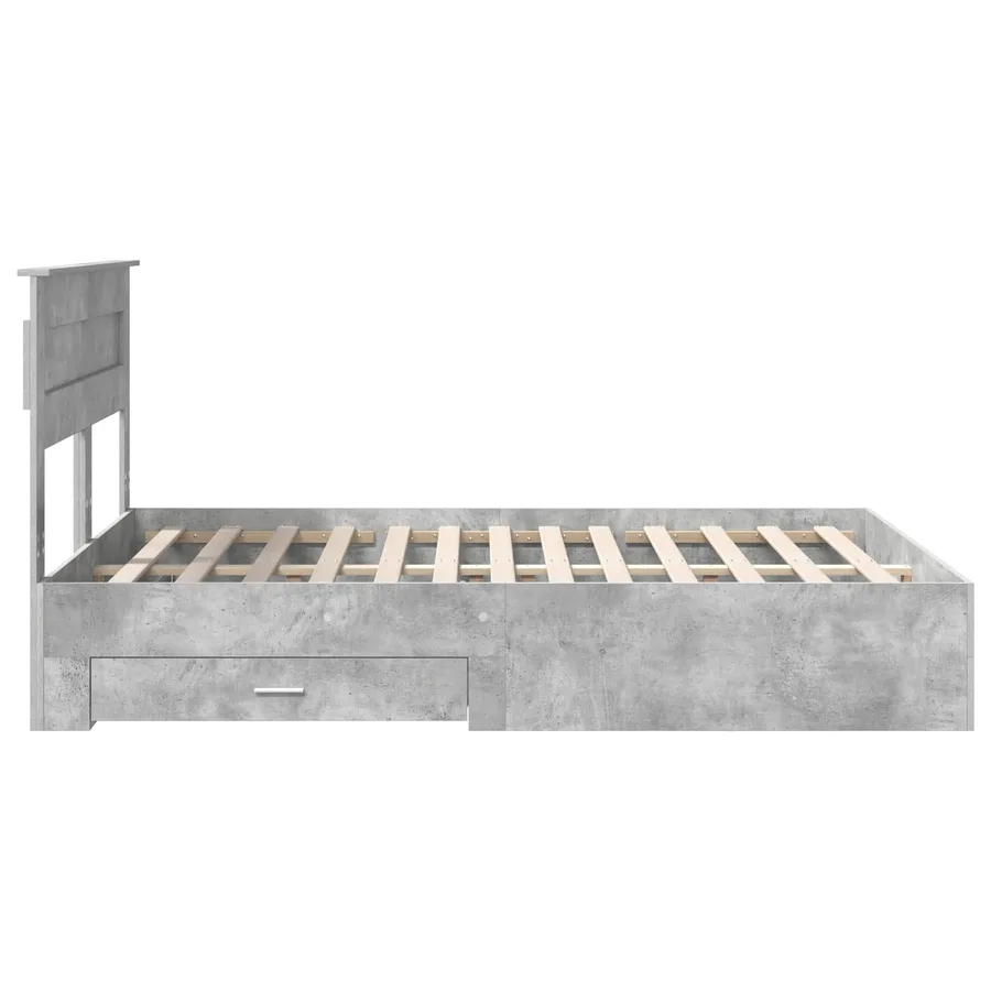 Cadre de lit Gris béton 140 x 190 cm Bois d'ingénierie - 9