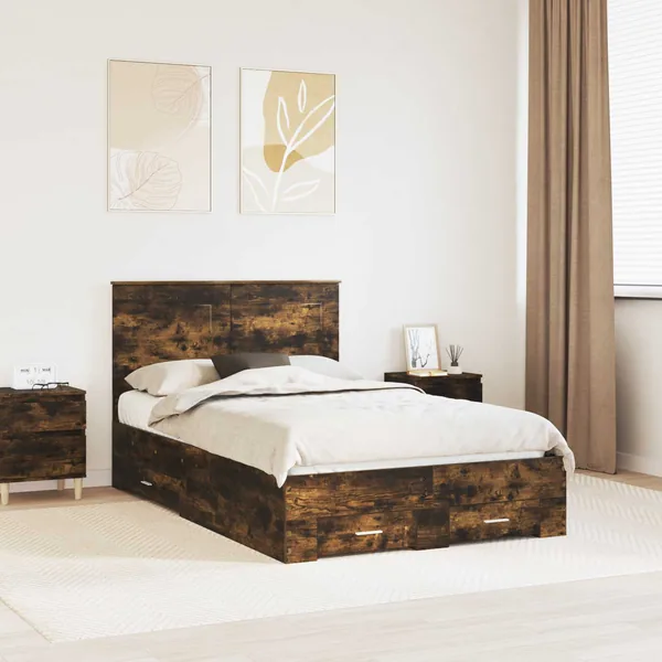 Cadre de lit Chêne fumé 120 x 190 cm Bois d'ingénierie