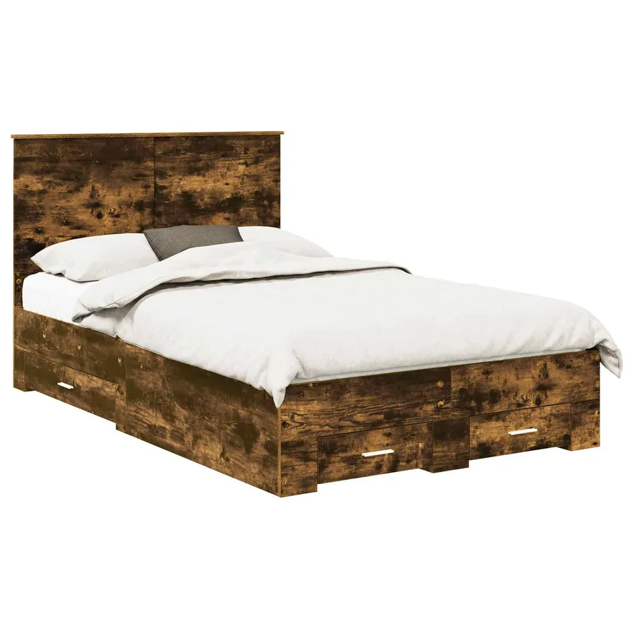 Cadre de lit Chêne fumé 120 x 190 cm Bois d'ingénierie - 2