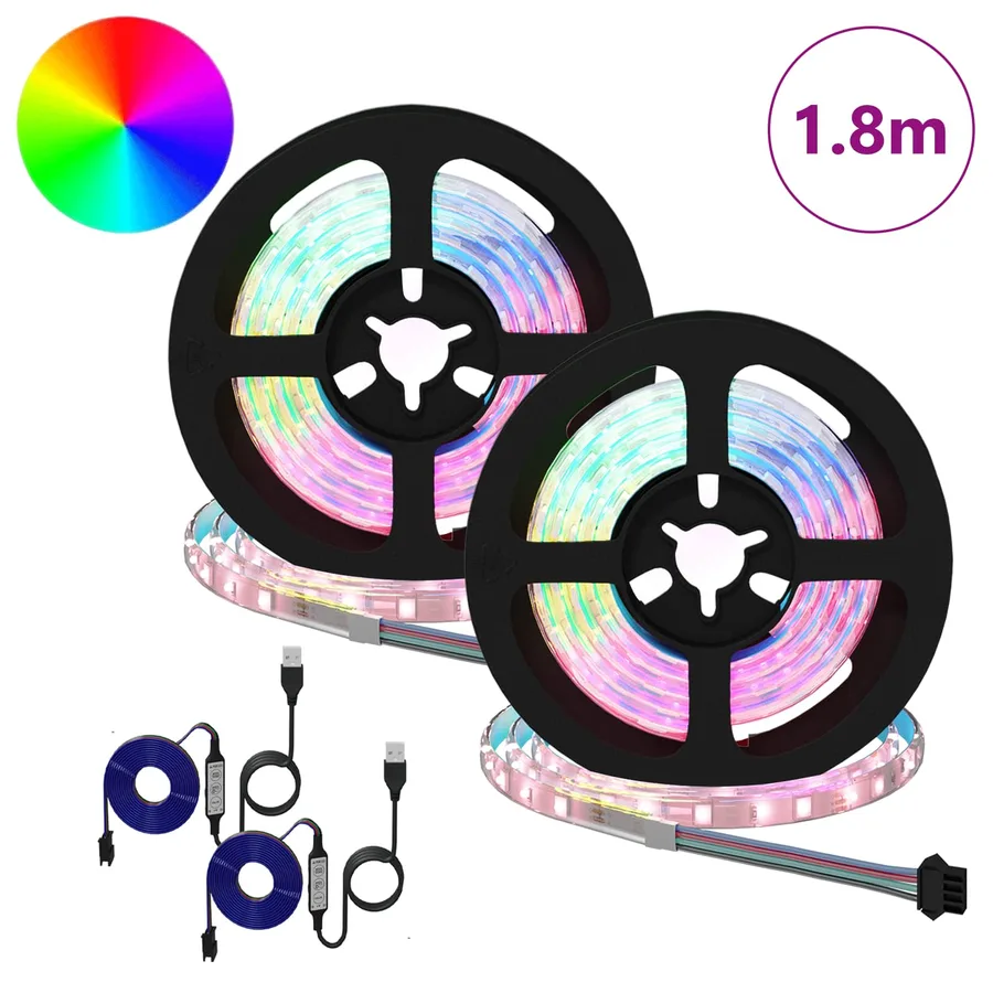 Bande LED 2 pcs Noir et Transparent 900 mm Cuivre et plastique - 2