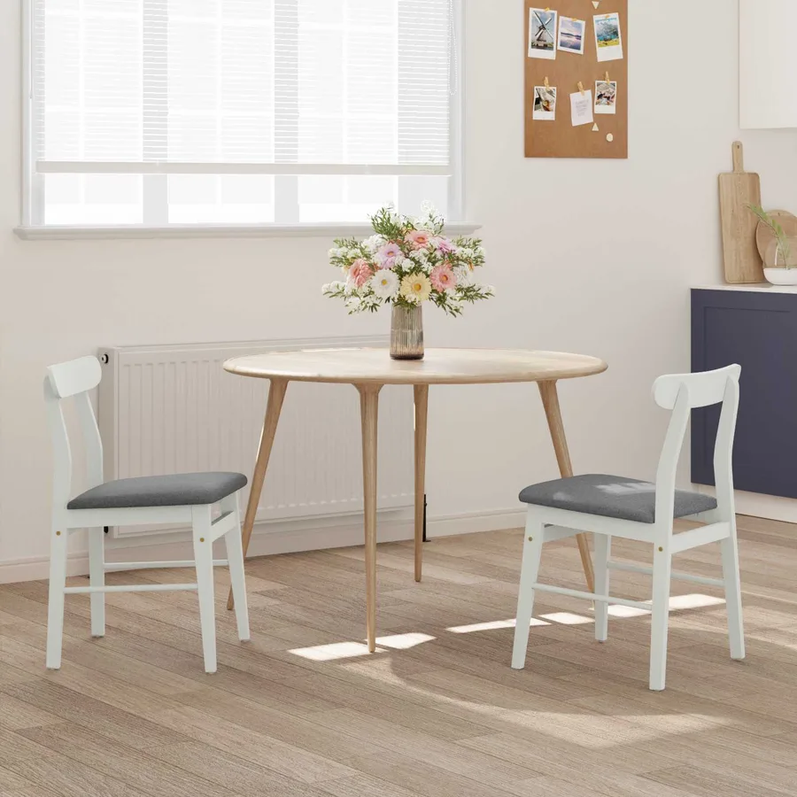 Chaise de salle à manger 2 pcs Blanc et Gris - 3