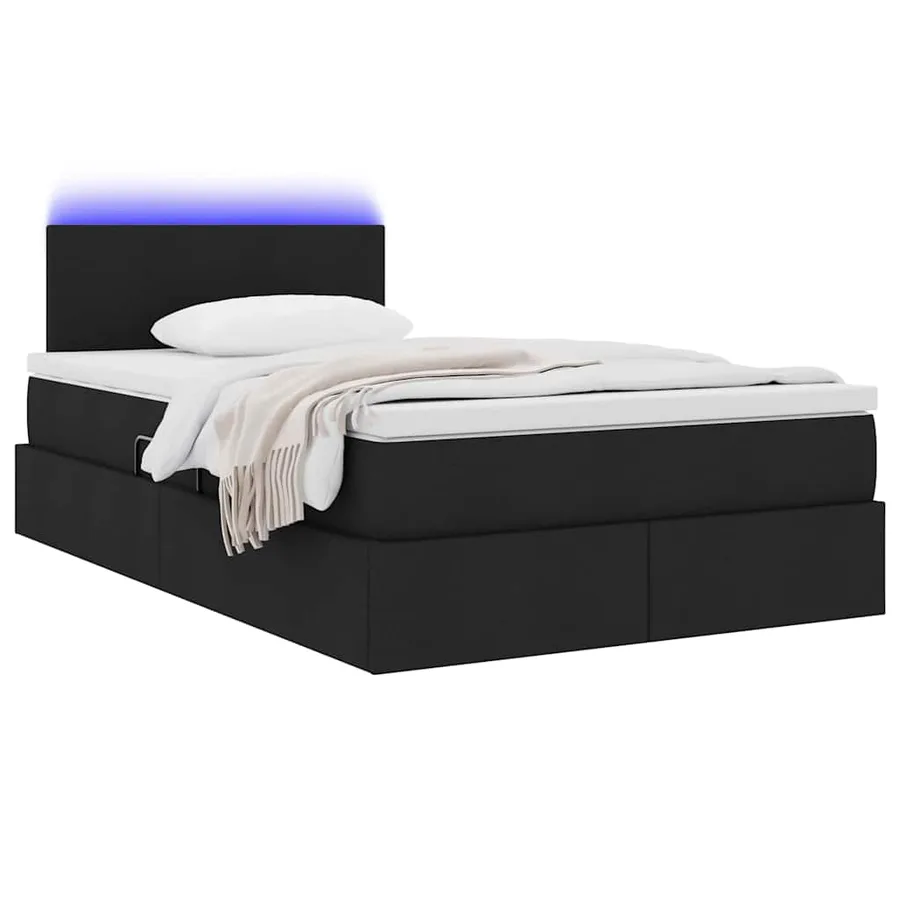 Lit de rangement LED avec matelas Noir 120 x 200 cm Tissu - 3