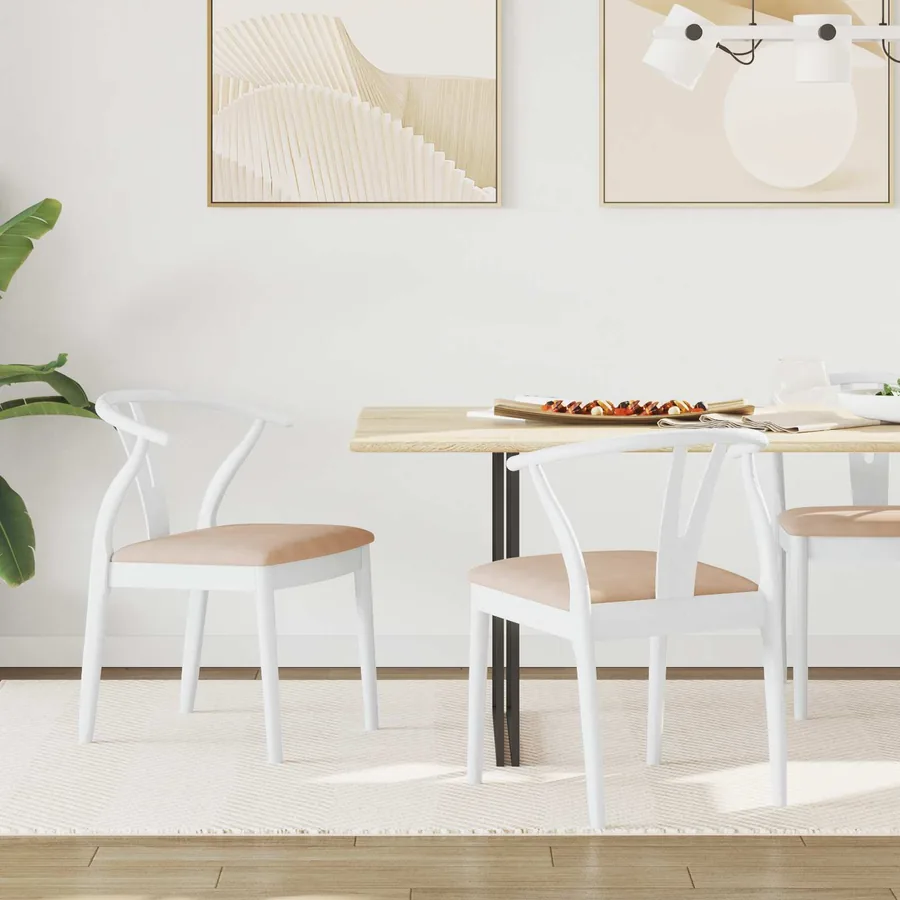 Chaise de salle à manger 2 pcs Blanc et marron