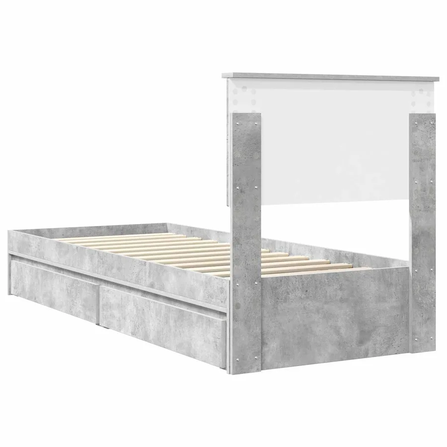 Lit de Rangement Gris béton 75 x 190 cm Bois d'ingénierie - 8