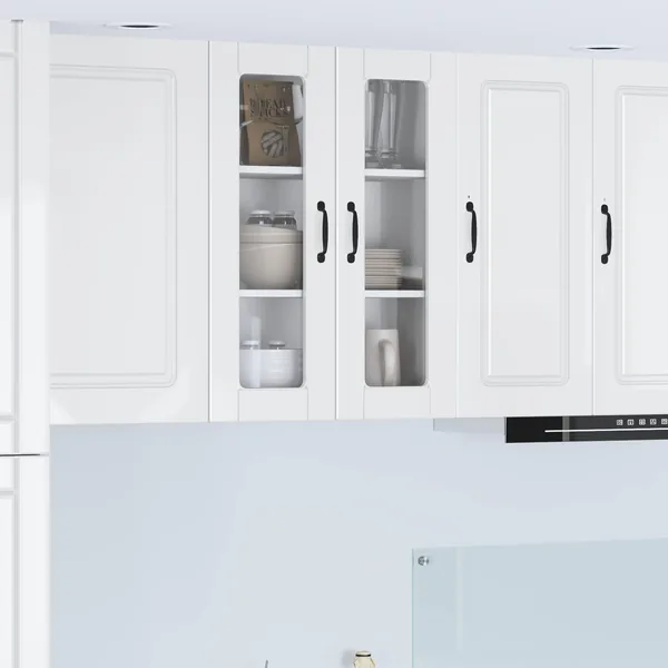 Cabinet en verre mural PORTO Blanc brillant 60 x 31 x 80 cm