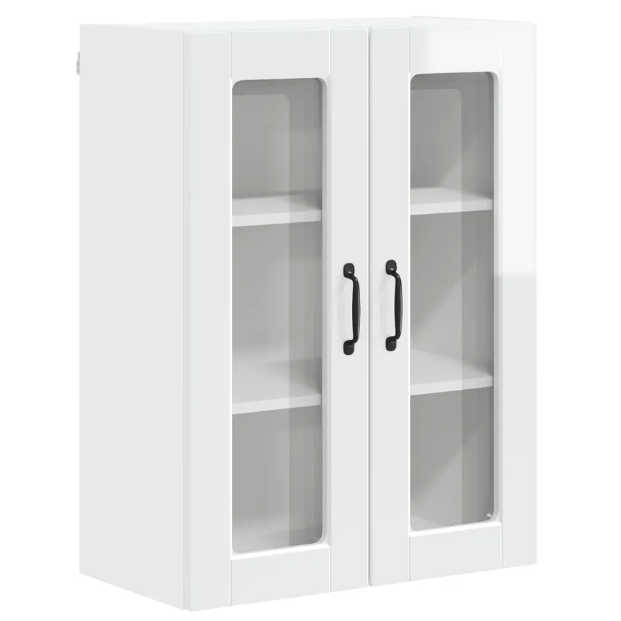 Cabinet en verre mural PORTO Blanc brillant 60 x 31 x 80 cm - 2