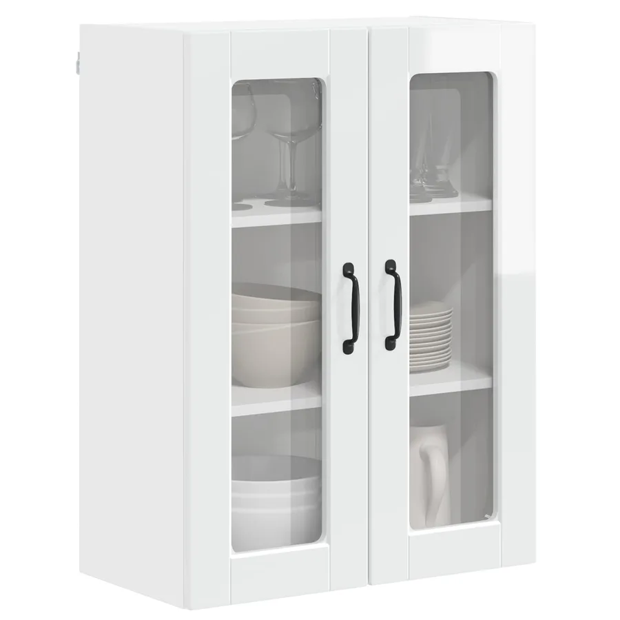 Cabinet en verre mural PORTO Blanc brillant 60 x 31 x 80 cm - 3