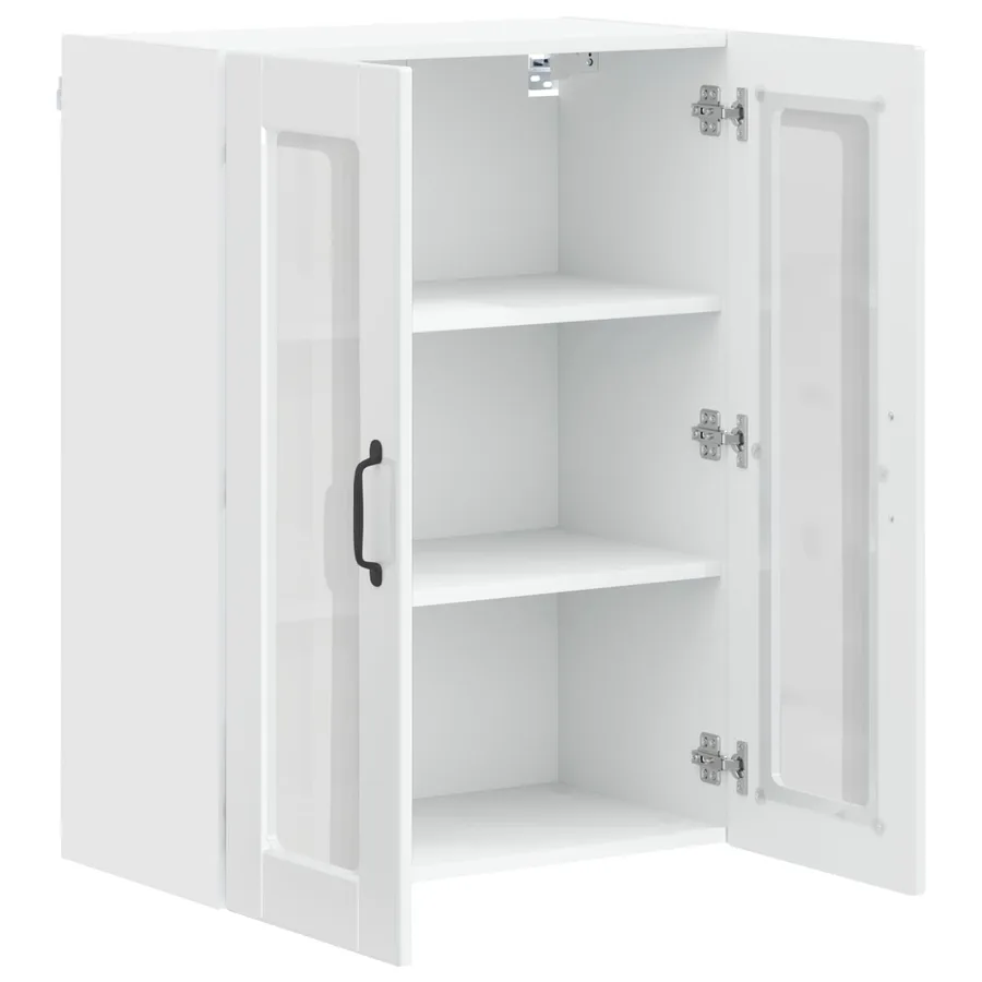 Cabinet en verre mural PORTO Blanc brillant 60 x 31 x 80 cm - 5