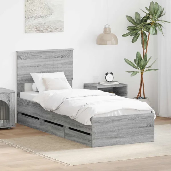 Cadre de lit Gris Sonoma 75 x 190 cm Bois Ingénierie