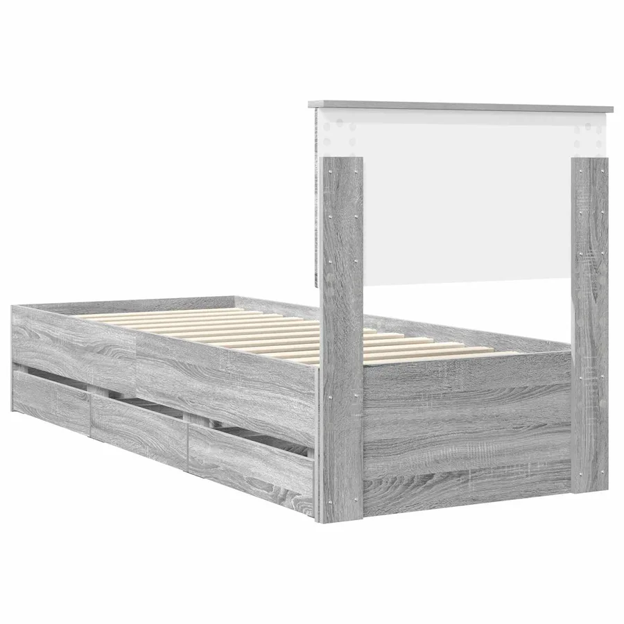 Cadre de lit Gris Sonoma 75 x 190 cm Bois Ingénierie - 10