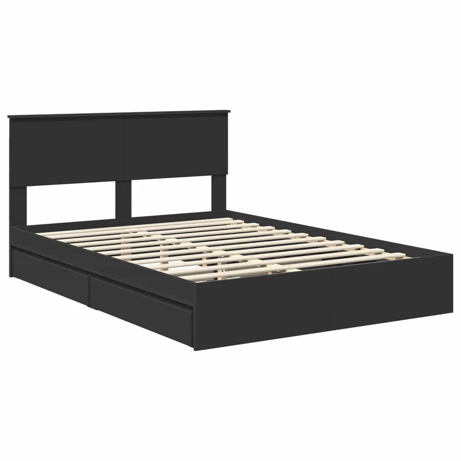 Lit de Rangement Noir 135 x 190 cm Bois d'ingénierie - 4