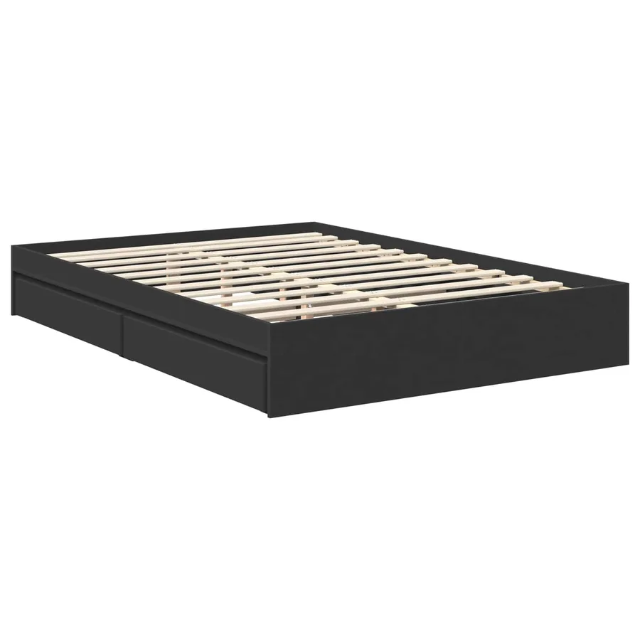 Lit de Rangement Noir 135 x 190 cm Bois d'ingénierie - 6