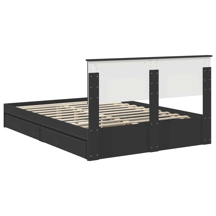 Lit de Rangement Noir 135 x 190 cm Bois d'ingénierie - 8