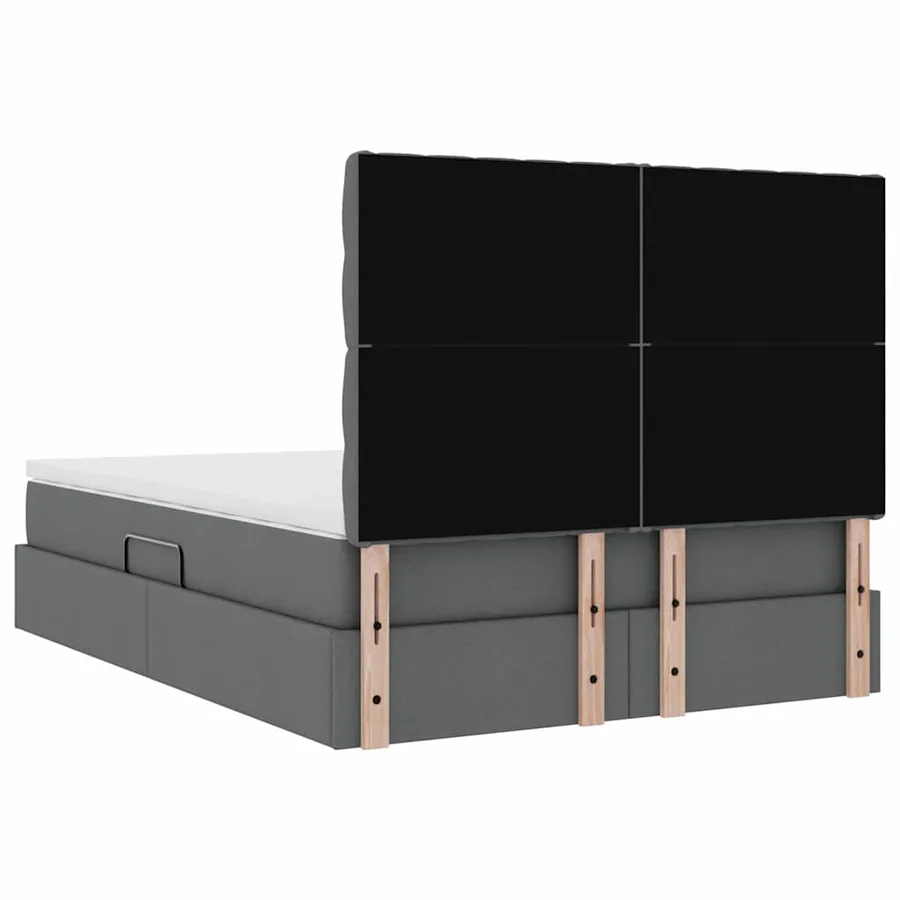 Lit avec rangement et matelas Gris foncé 140 x 190 cm tissu - 11
