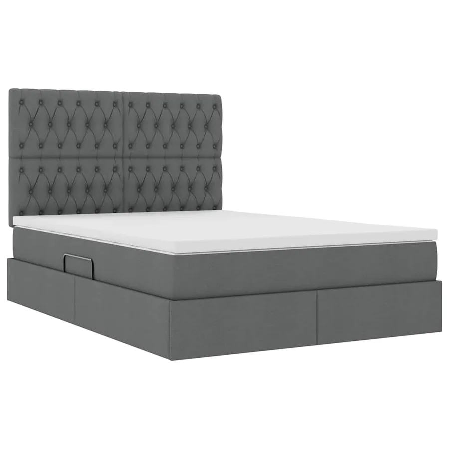 Lit avec rangement et matelas Gris foncé 140 x 190 cm tissu - 5