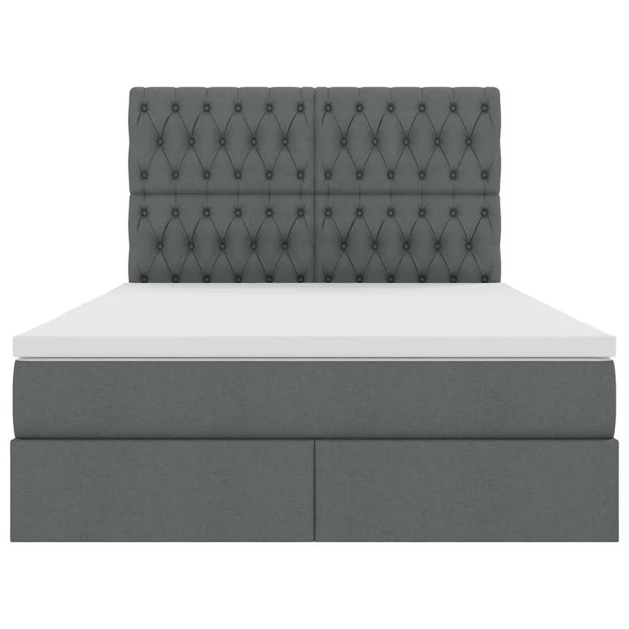 Lit avec rangement et matelas Gris foncé 140 x 190 cm tissu - 7