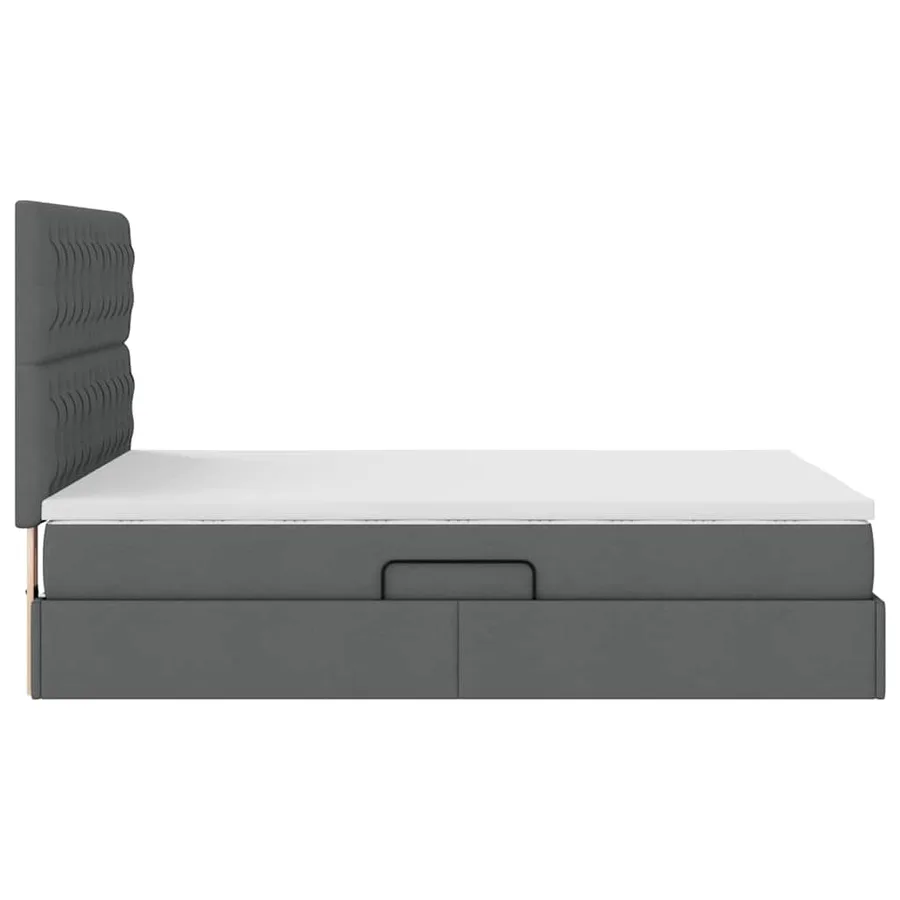 Lit avec rangement et matelas Gris foncé 140 x 190 cm tissu - 8
