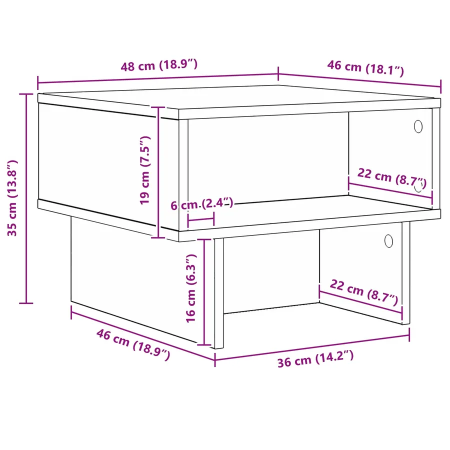 Table basse Chêne Sonoma 48 x 46 x 35 cm Bois d'ingénierie - 8