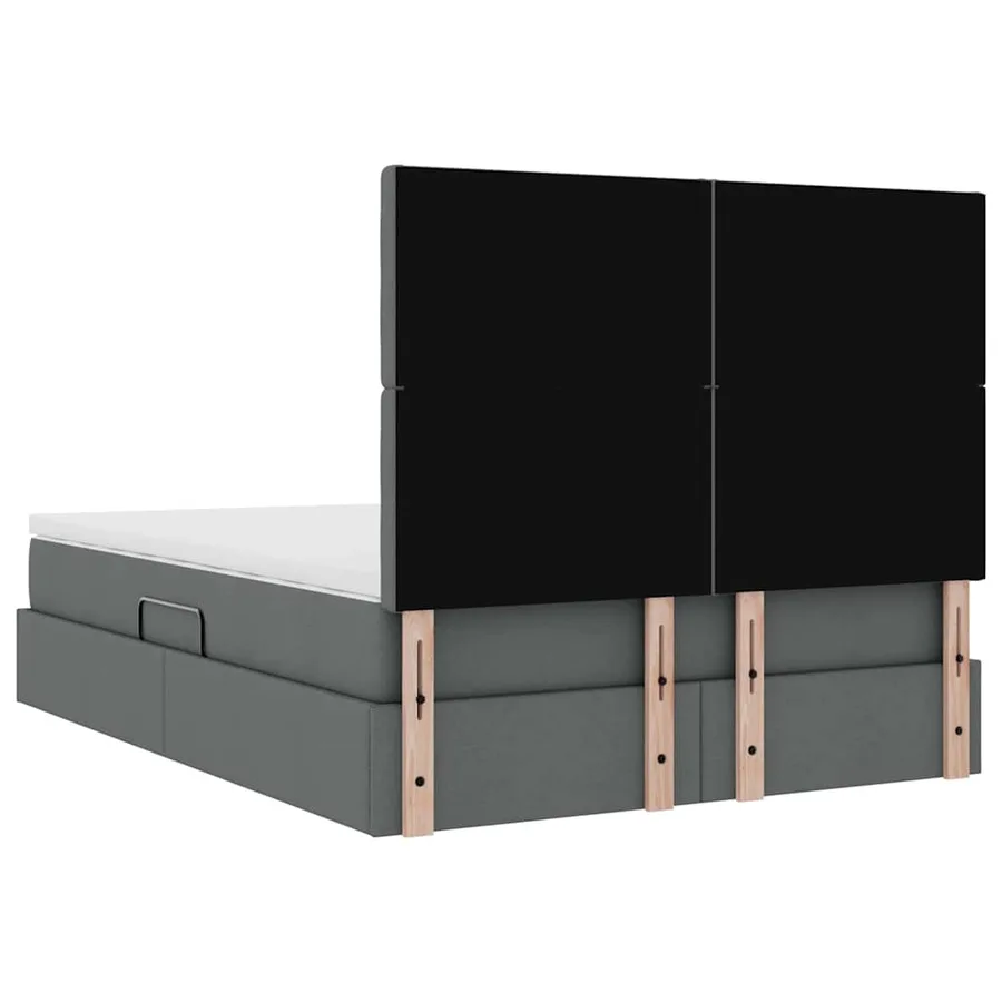 Lit avec rangement et matelas Gris foncé 140 x 190 cm tissu - 11