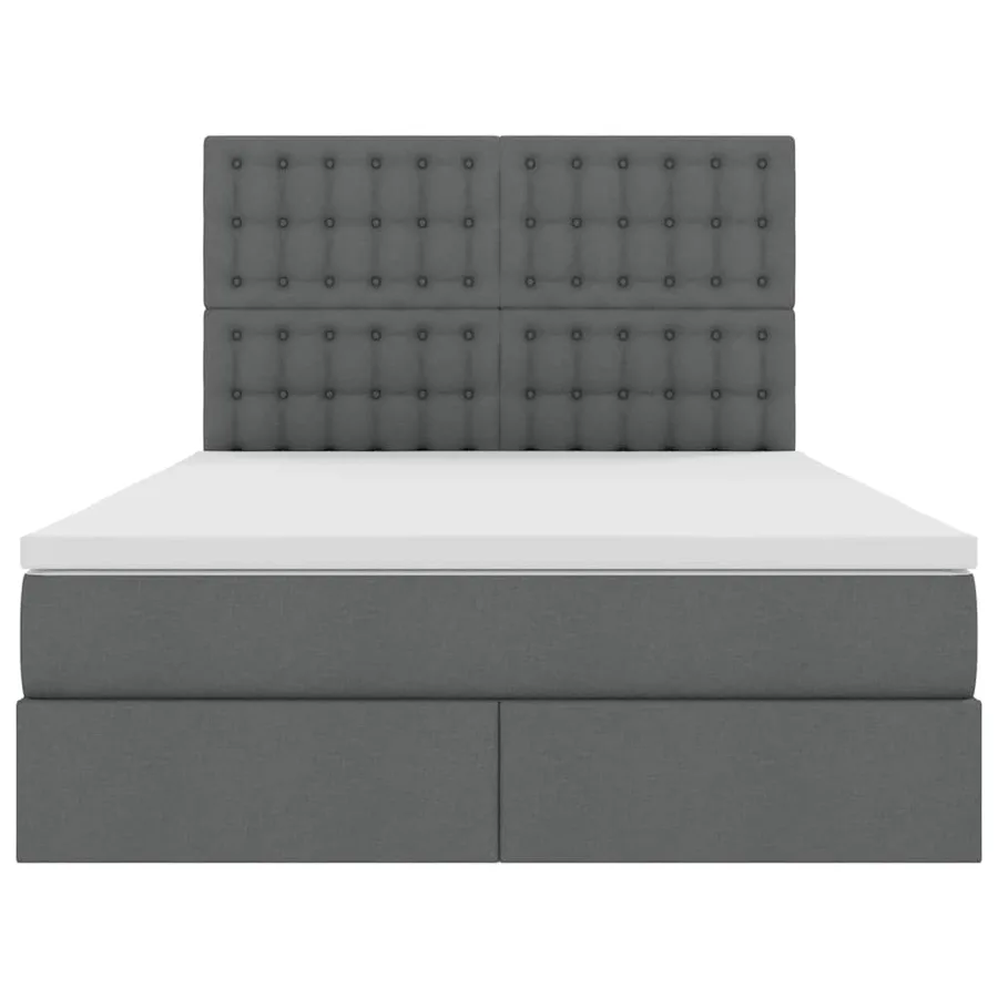 Lit avec rangement et matelas Gris foncé 140 x 190 cm tissu - 7