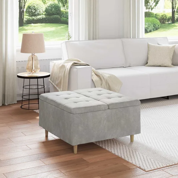 Pouf de rangement Gris clair 80 x 80 x 45 cm Velours